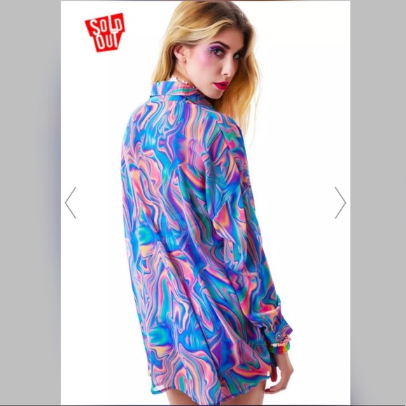 Rare UNIF Trippy Sheer Melt Shirt Tripping M EUC - Picture 2 of 8